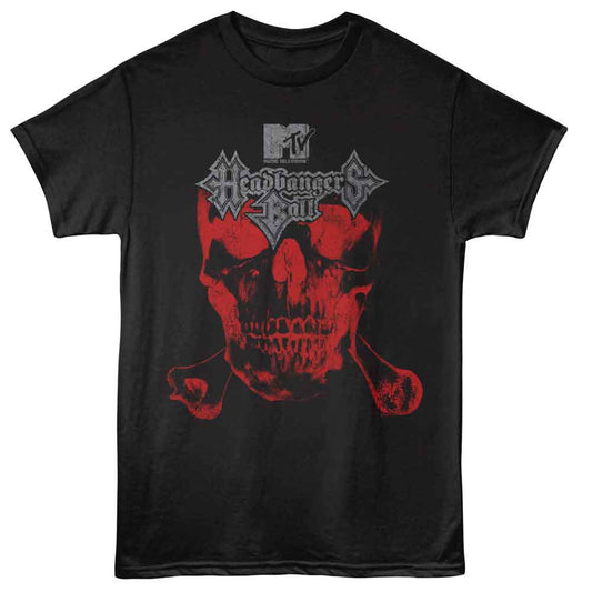 MTV - Headbangers Ball Skull - American Classics - Black Solid Adult Short Sleeve T-Shirt