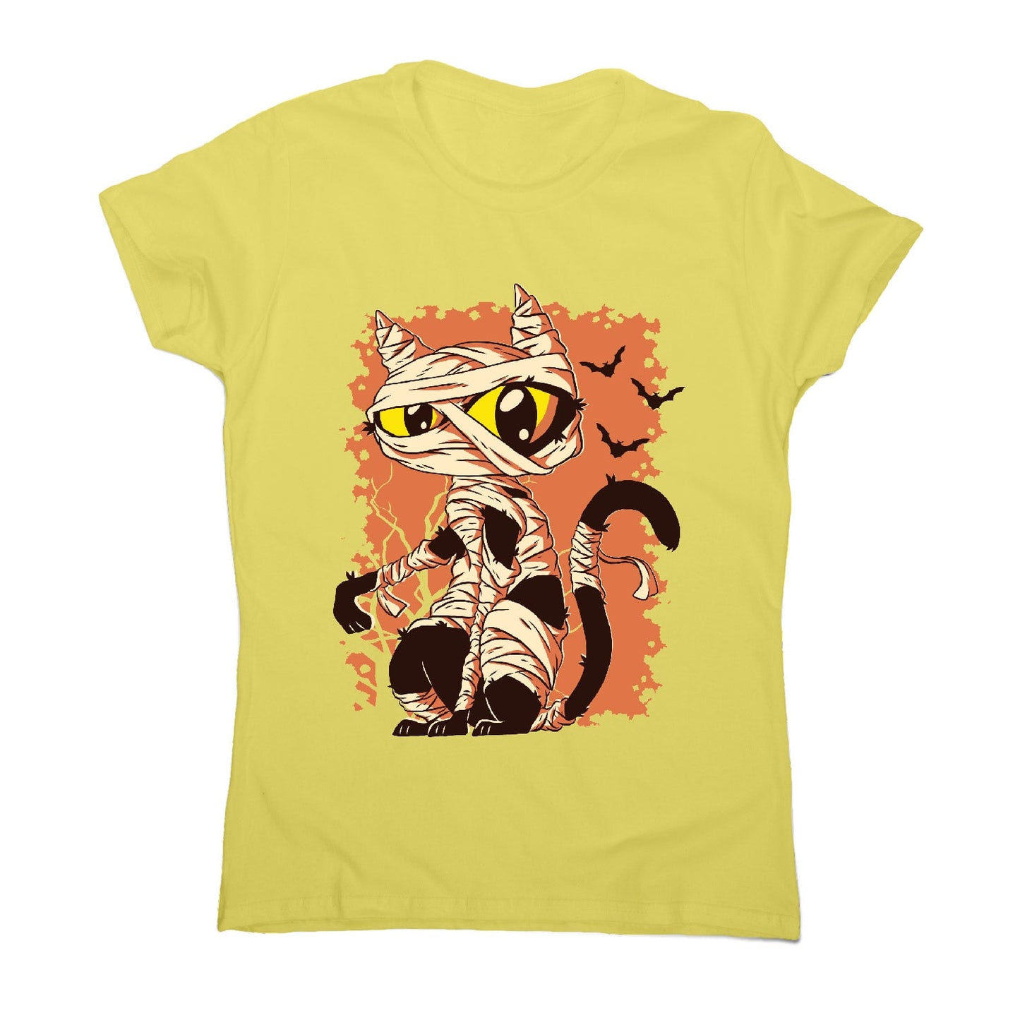 Mummy cat funny halloween cartoon women's t-shirt