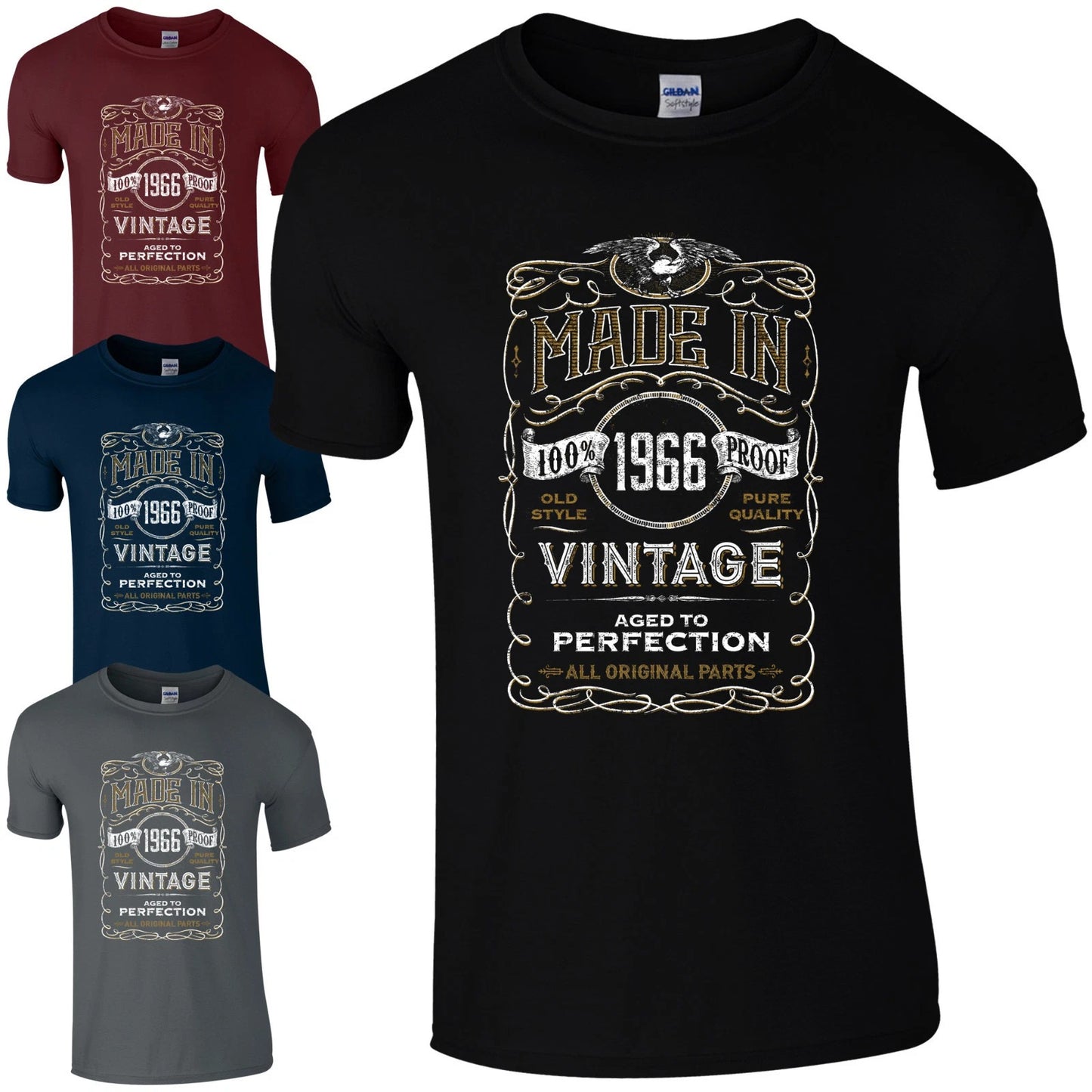 Made in 1966 T-Shirt Born 60th Year Birthday Age Present Vintage Funny Mens Gift