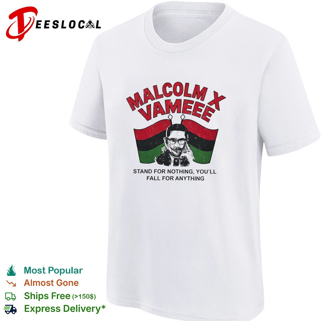 Malcolm X Vameee Stand for nothing you will fall for anything shirt