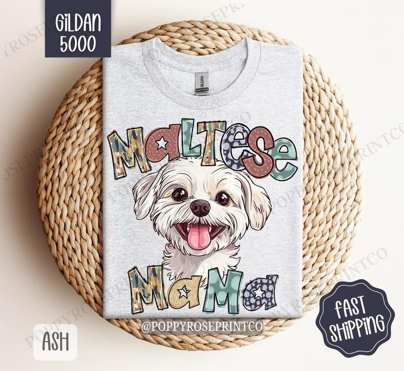 Maltese Mama Shirt Gildan, Dog Mom Women's Tee, Cute Mama Women's Tshirt Plus Sizes - clothing by TeeHivey.com
