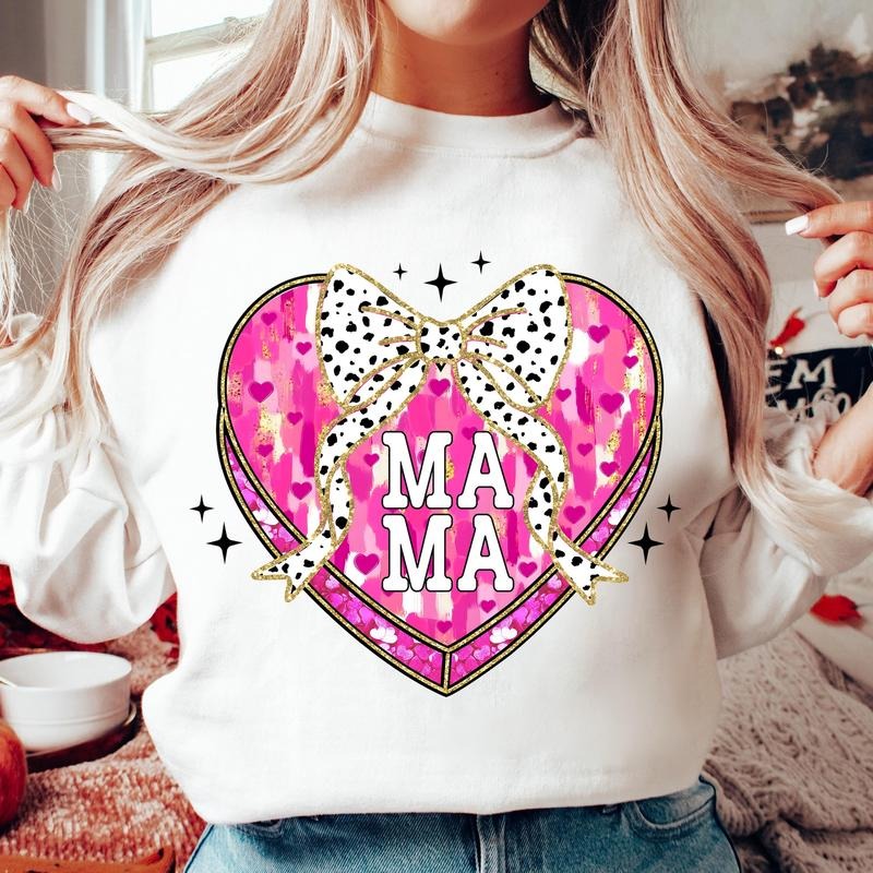 Mama Mini Valentine Hearts Sweatshirt, Valentines Day Coquette Bow Sweatshirt, Pink Valentines Sweatshirt, Brushstroke Valentine Sweatshirt, Candy Hearts Sweatshirt, Glitter