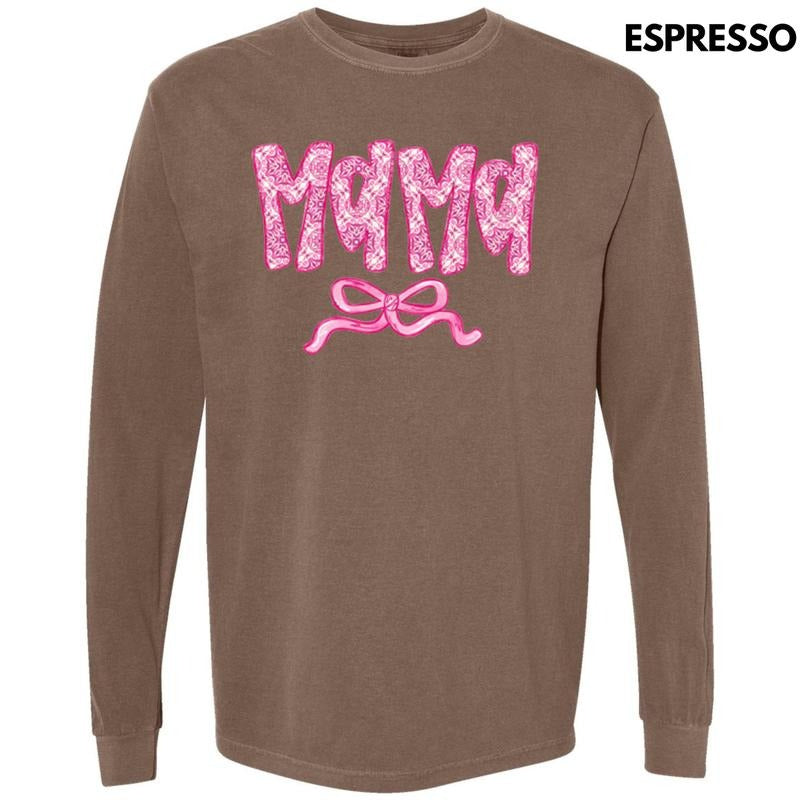 Mama Patterned Coquette Long Sleeve Comfort Colors T-Shirt