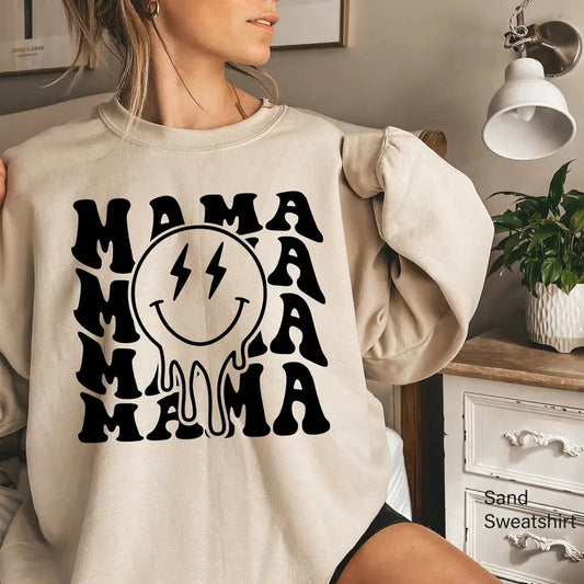 Mama Smile Shirt Happy Face Sweatshirt Aesthetic Mama Hoodie Happy Face Shirt For Mom Mothers Day Gift Mom's Birthday...