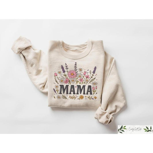 Mama Sweatshirt, Wildflowers Mama T-shirt, Retro Mother's Day Shirt, Floral Mom Gift, Cute Mothers Day Outfit, New Mom Crewneck