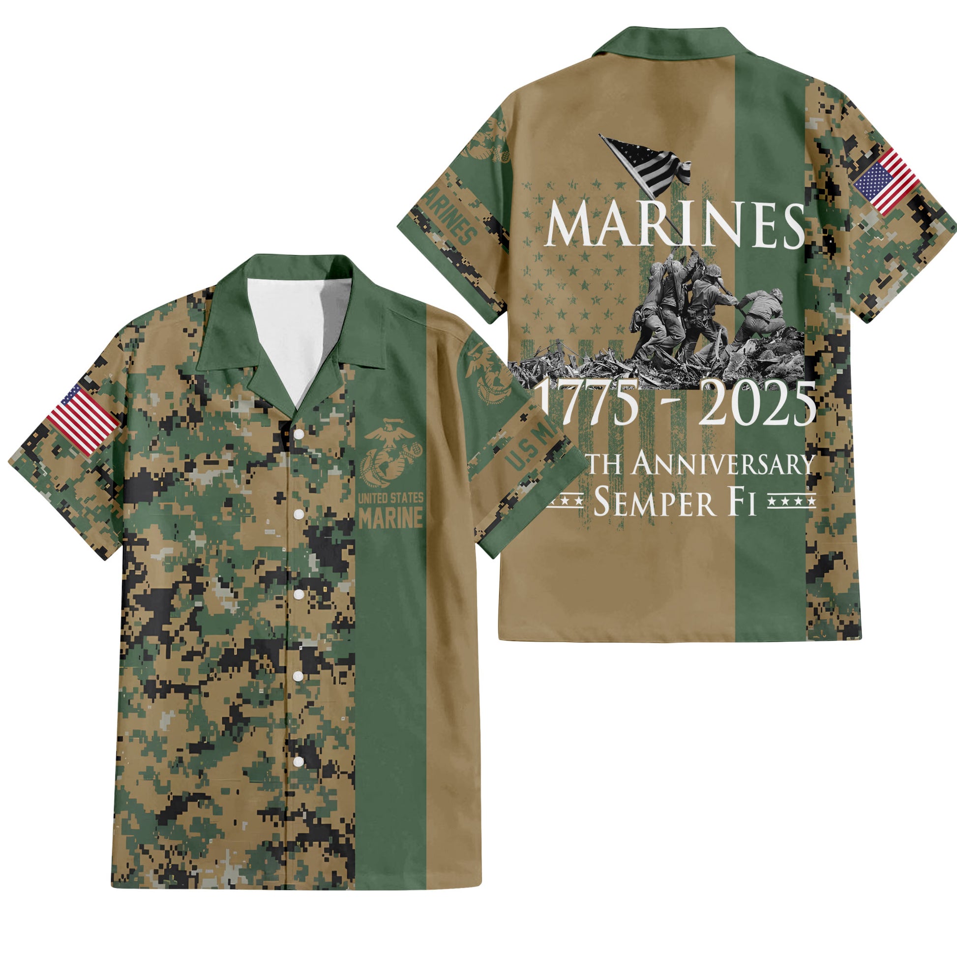 Marines 1775-2025 250th Anniversary Semper Fi T Hawaiian Shirt