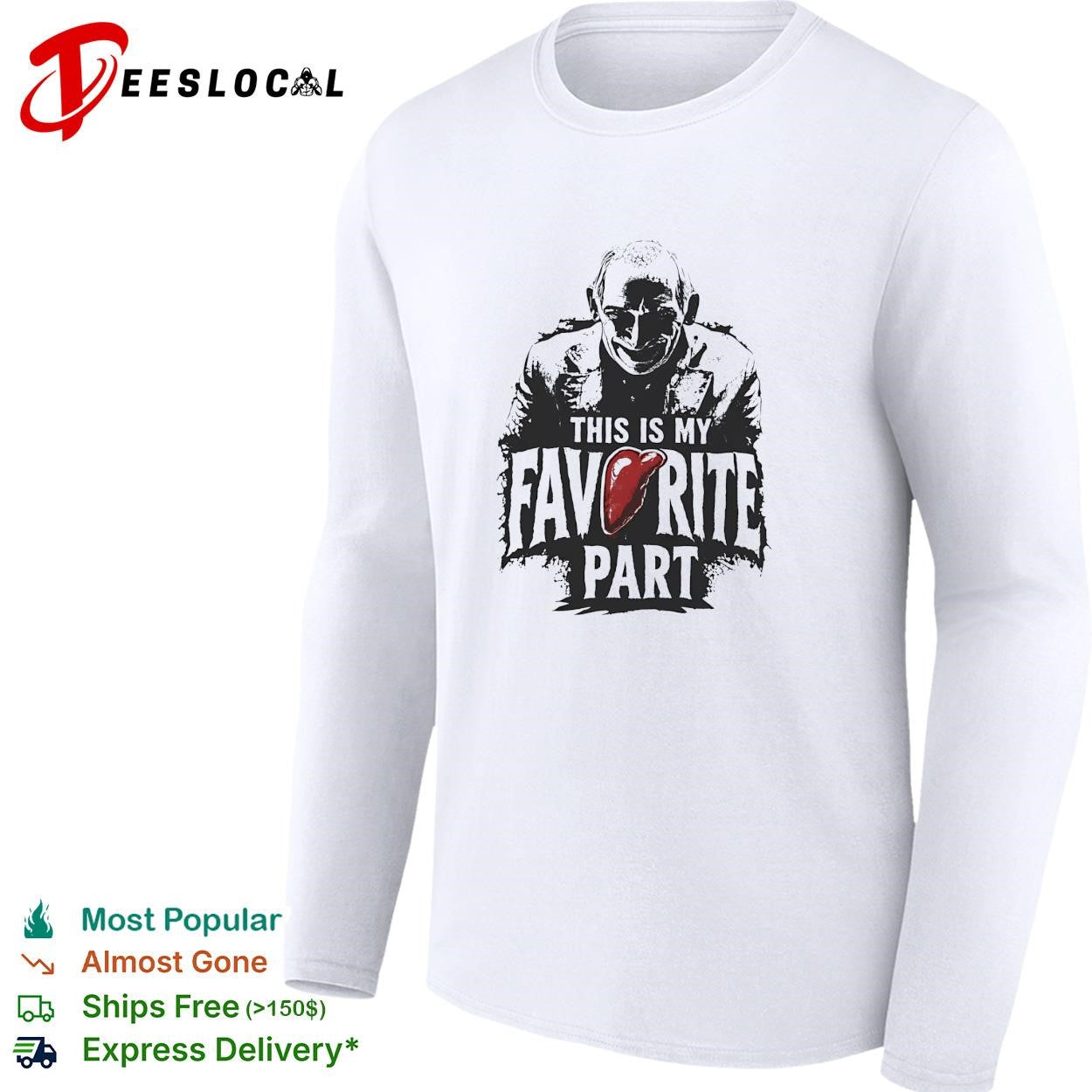 Masked slasher villain favorite part horror quote text shirt