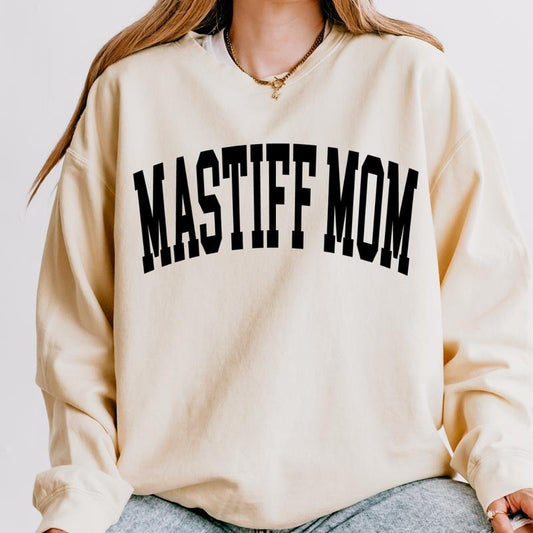 Mastiff Mom Varsity Sweatshirt, Trendy, College Font, Cute, Dog Mama, Crewneck