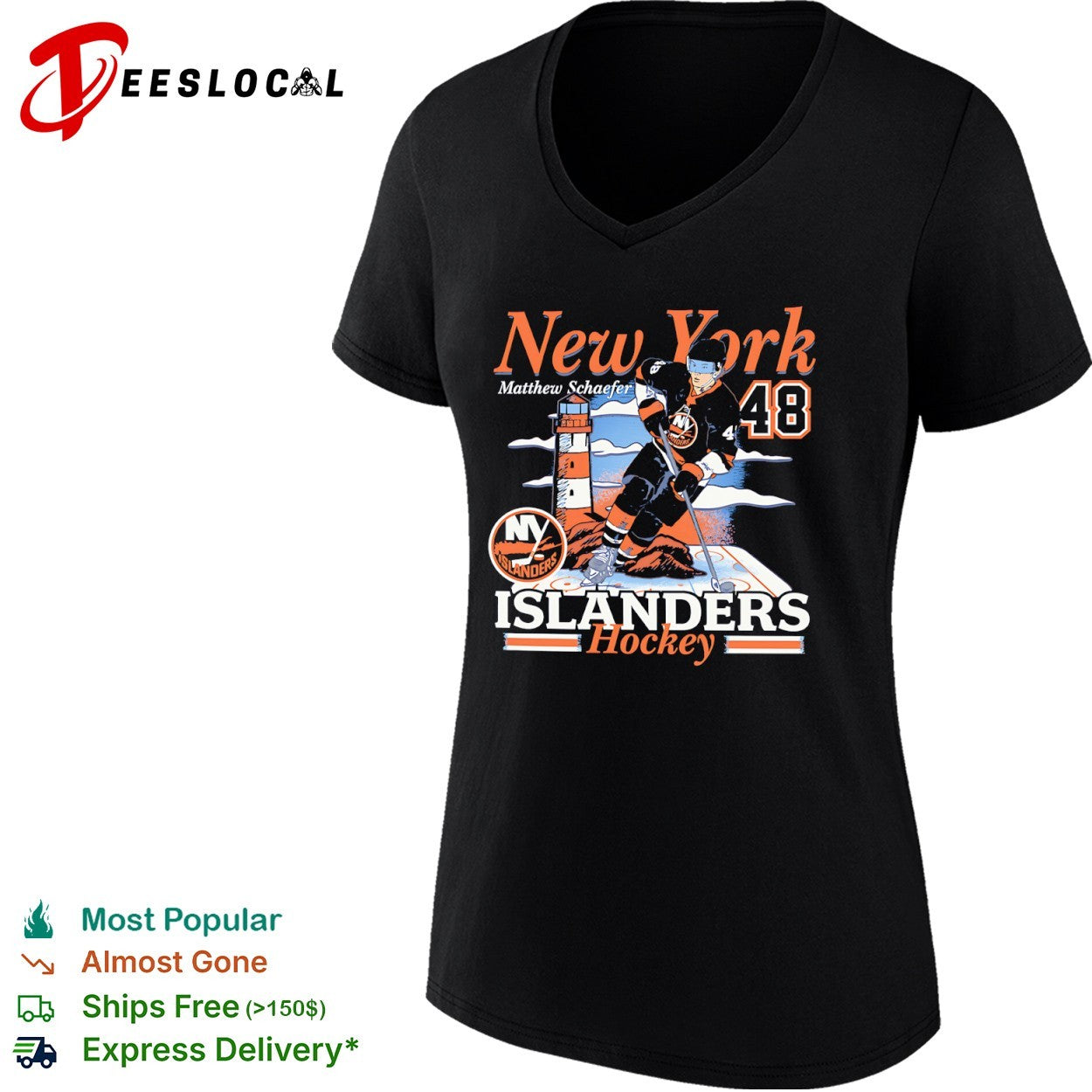 Matthew Schaefer New York Islanders NHL 48 Hockey Players Name Logo shirt