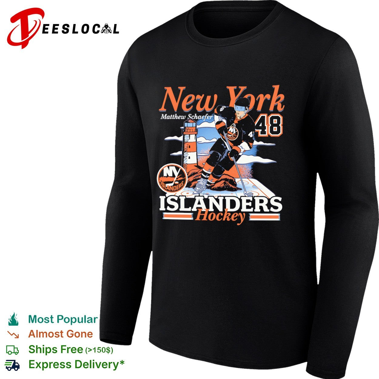 Matthew Schaefer New York Islanders NHL 48 Hockey Players Name Logo shirt