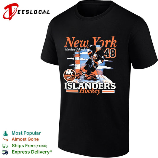 Matthew Schaefer New York Islanders NHL 48 Hockey Players Name Logo shirt