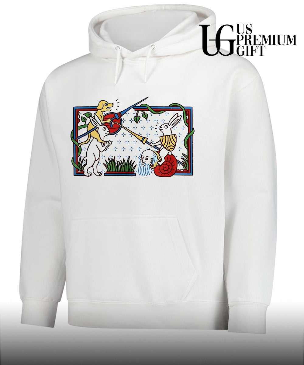 Medieval Scene Dog vs Rabbit fight shirt