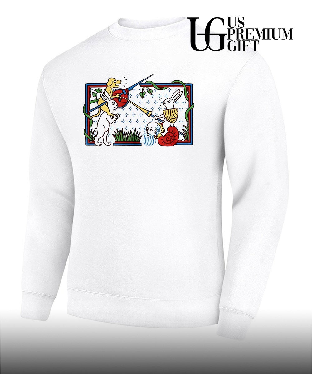 Medieval Scene Dog vs Rabbit fight shirt