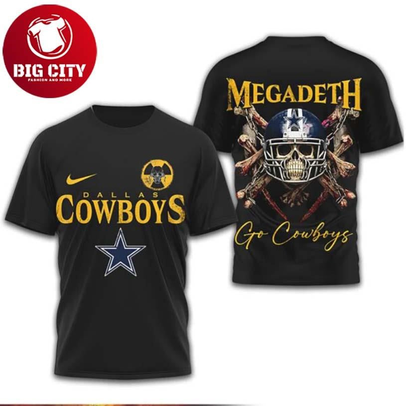 Megadeth x Dallas Cowboys Skull &amp; Crossbones Metal Two Sided Shirt