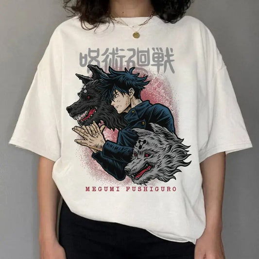 Megumi Fushiguro Cosplay Shirt Gift,JJK Poster,Nobara Kugisaki For Toji,JJK Earrings,Geto Suguru TShirt,Ryomen Sukuna Merch,Satoru Gojo Pin Top Womenswear style 02