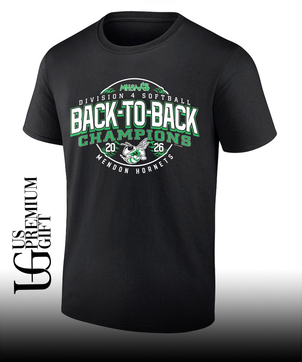 Mendon Hornets MHSAA Softball D4 Back-To-Back Champions 2026 shirt