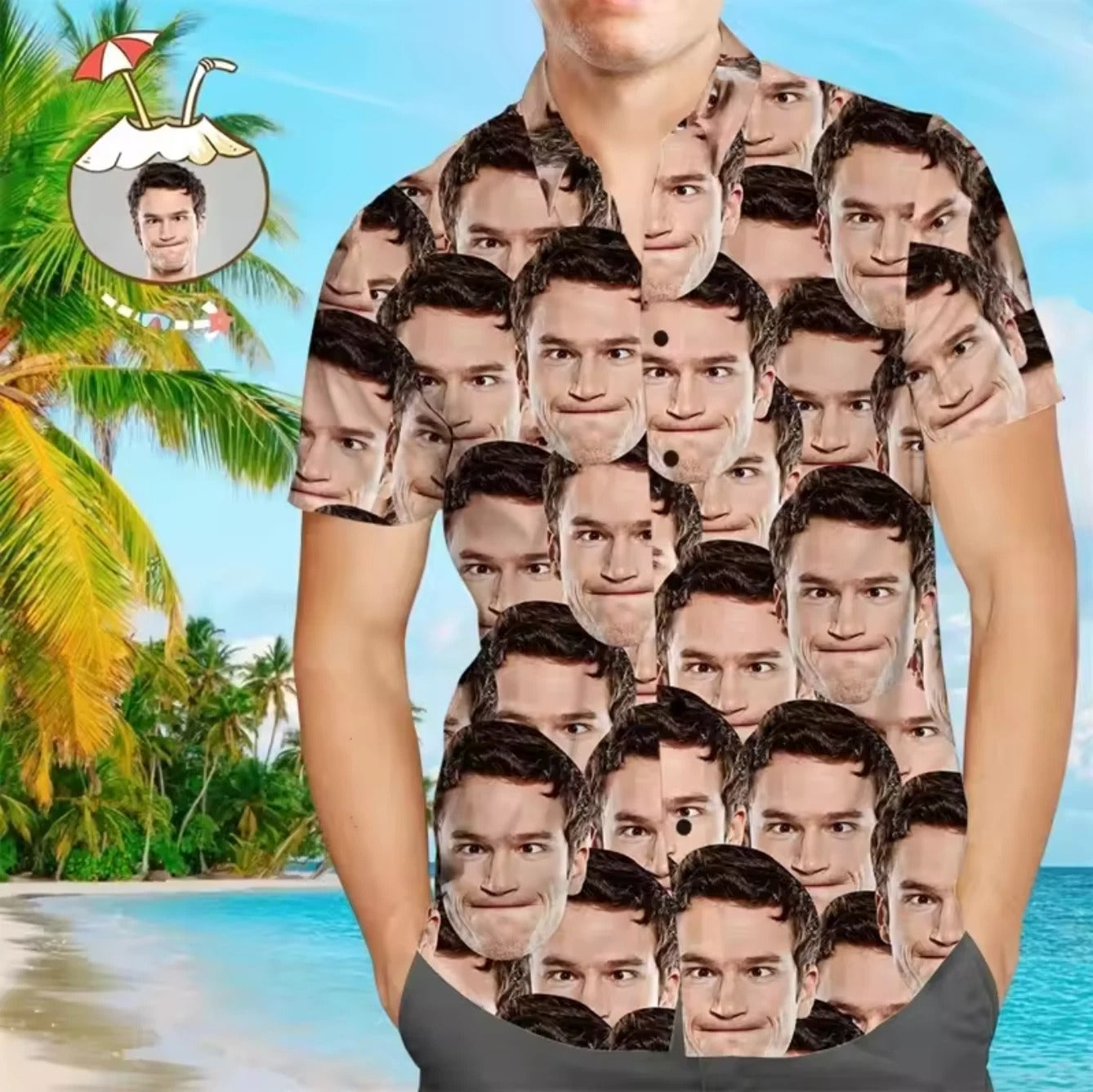 Mens Custom Printed Button Down Shirts Funny Hawaiian Tops Novelty Ugly Gifts