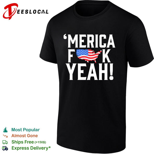 Merica censored bold USA map flag text shirt