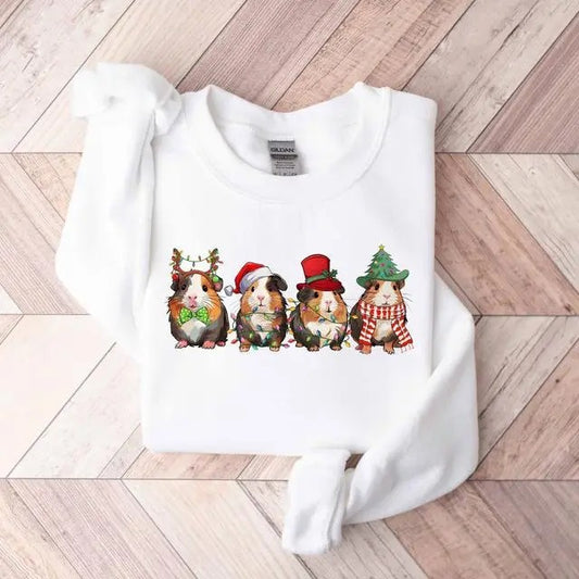 Merry Christmas Guinea Pig Family Sweatshirt, Cute Pigmas Christmas Family Sweatshirt