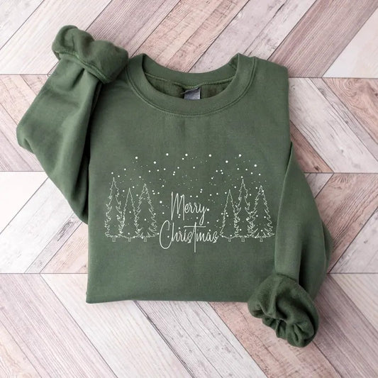Merry Christmas Trees Sweatshirt, Cute Merry And Bright Sweatshirt, Xmas Holiday Sweater, Christmas Holiday Shirt, Winter Christmas Shirt, Xmas Christmas Gift Shirt