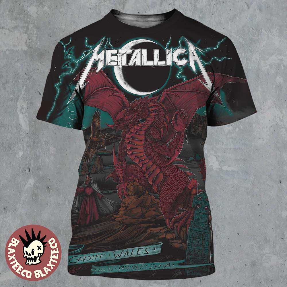 Metallica M72 Cardiff Wales 2026 Event Poster At Principality Stadium On 28 June 2026 Red Dragon Art All Over Print Shirt