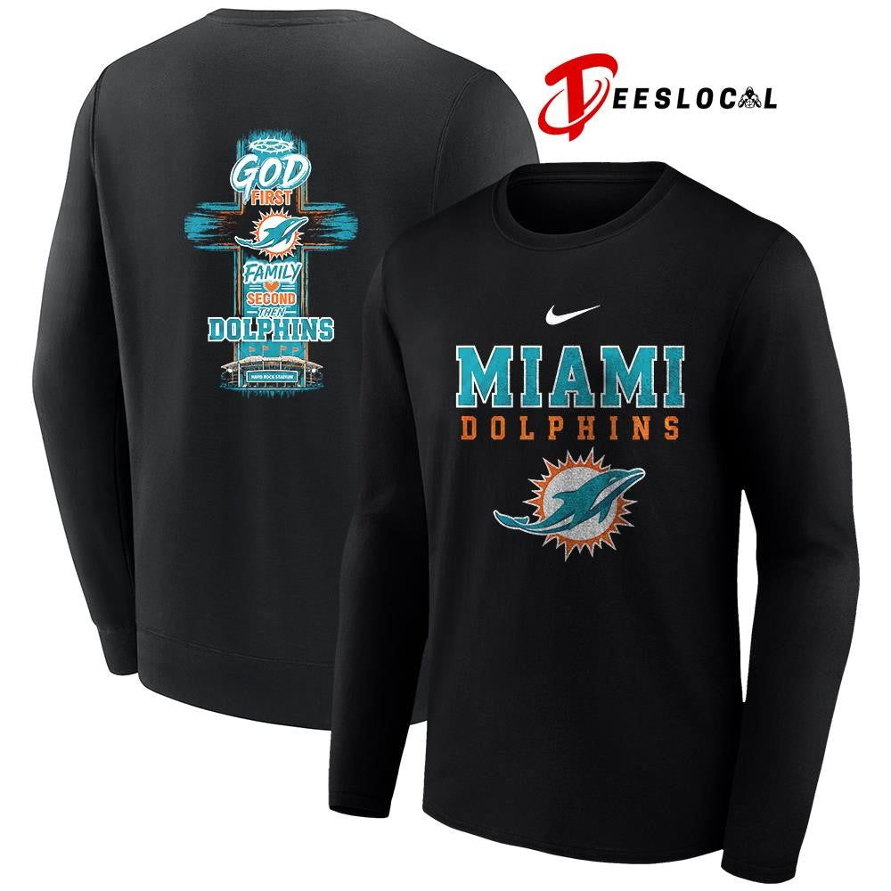 Miami Dolphins God first family second cross shirt