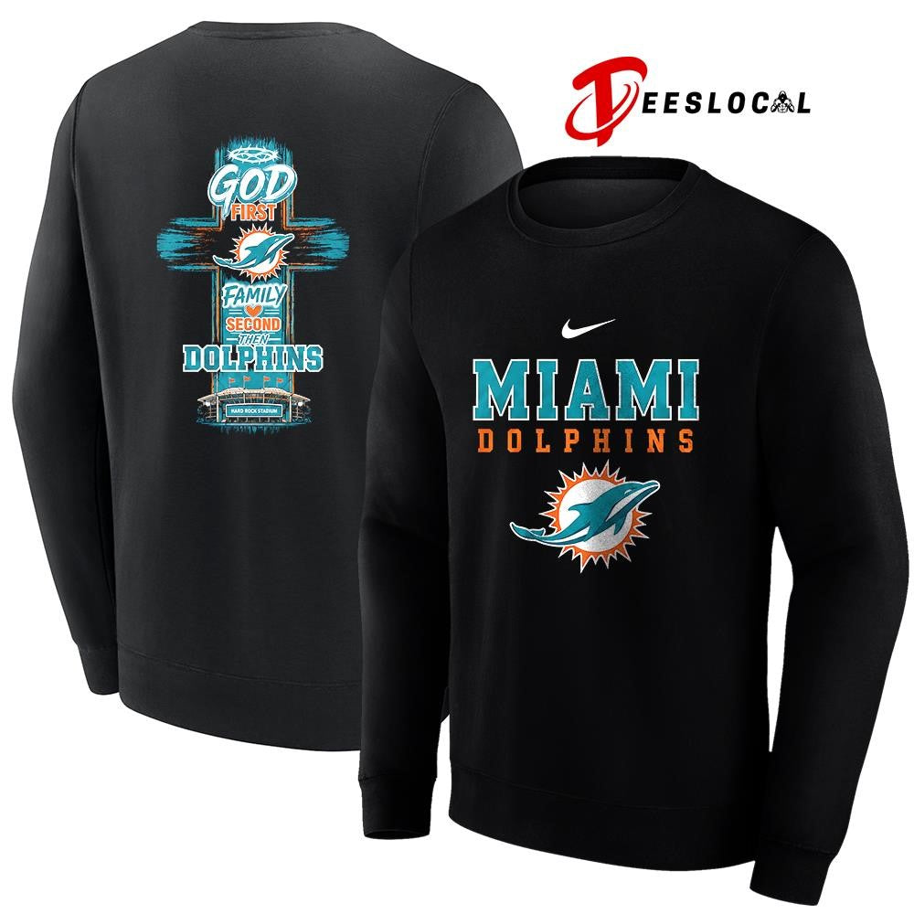 Miami Dolphins God first family second cross shirt