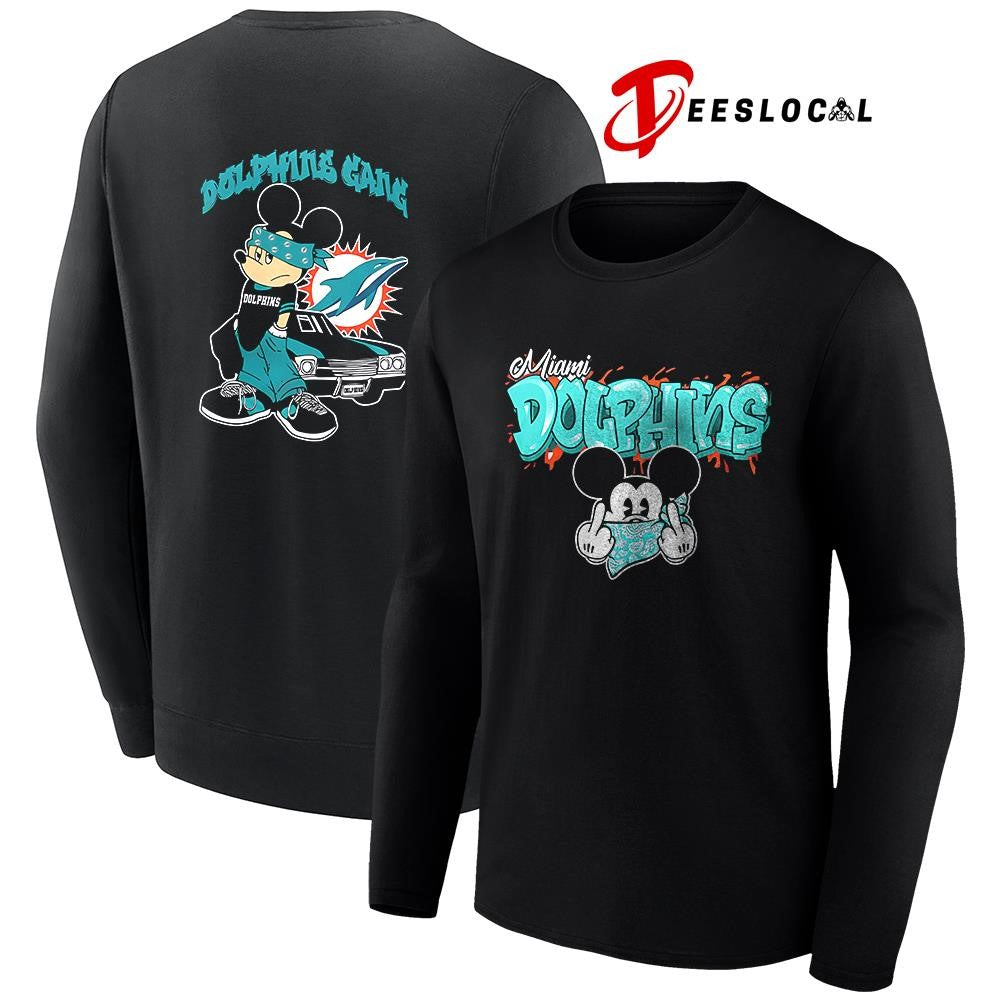 Miami Dolphins x Gangsta Mickey Mouse middle finger shirt