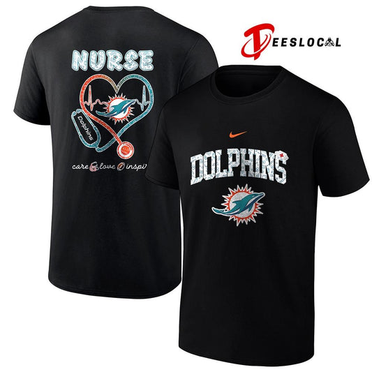 Miami Dolphins x Nurse care love inspire logo shirt