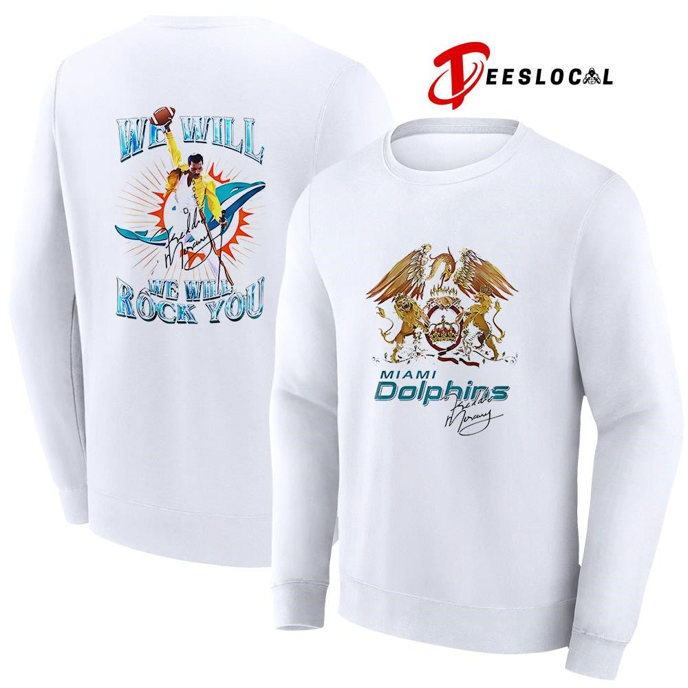 Miami Dolphins x Queens we will we will rock you graphic shirt