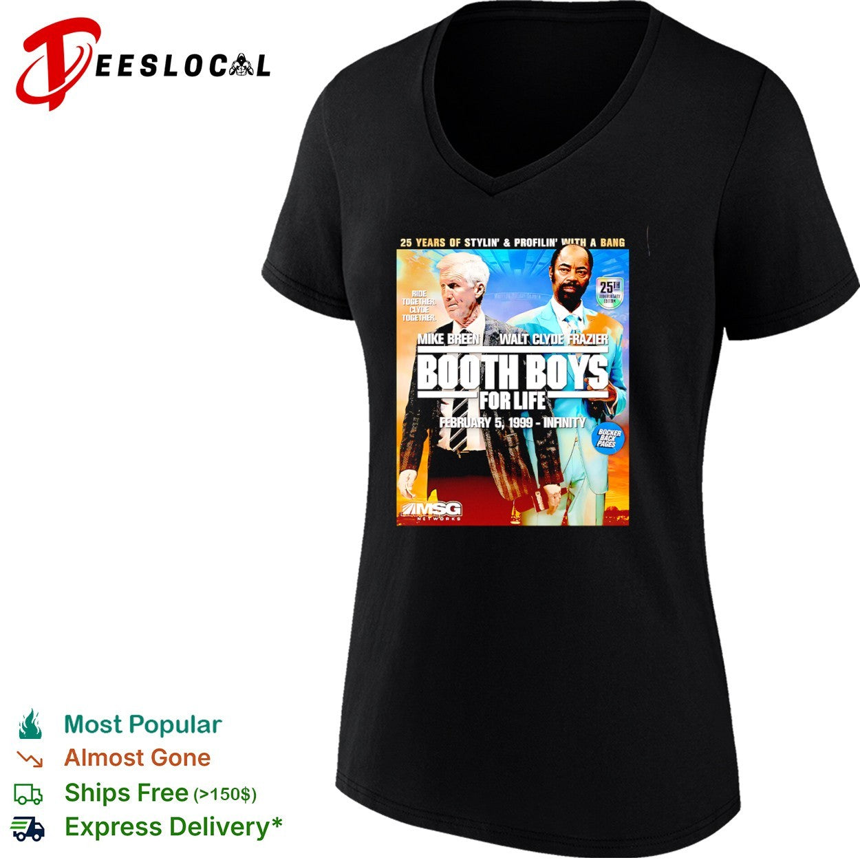 Mike Breen and Walt Clyde Frazier Booth Boys for Life 25th shirt