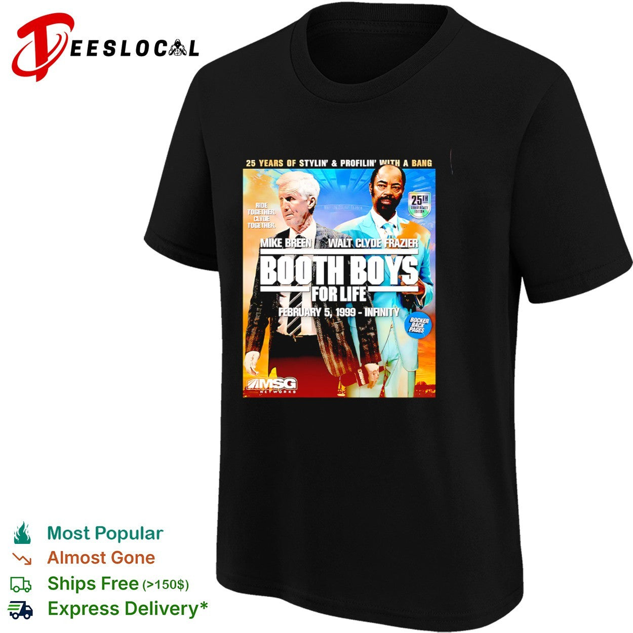 Mike Breen and Walt Clyde Frazier Booth Boys for Life 25th shirt