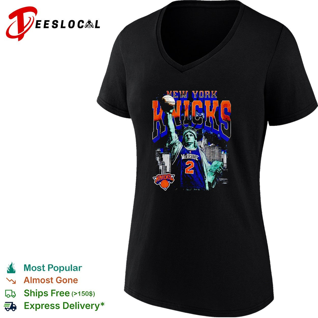Miles McBride 2 New York Knicks Statue of Liberty skyline basketball shirt