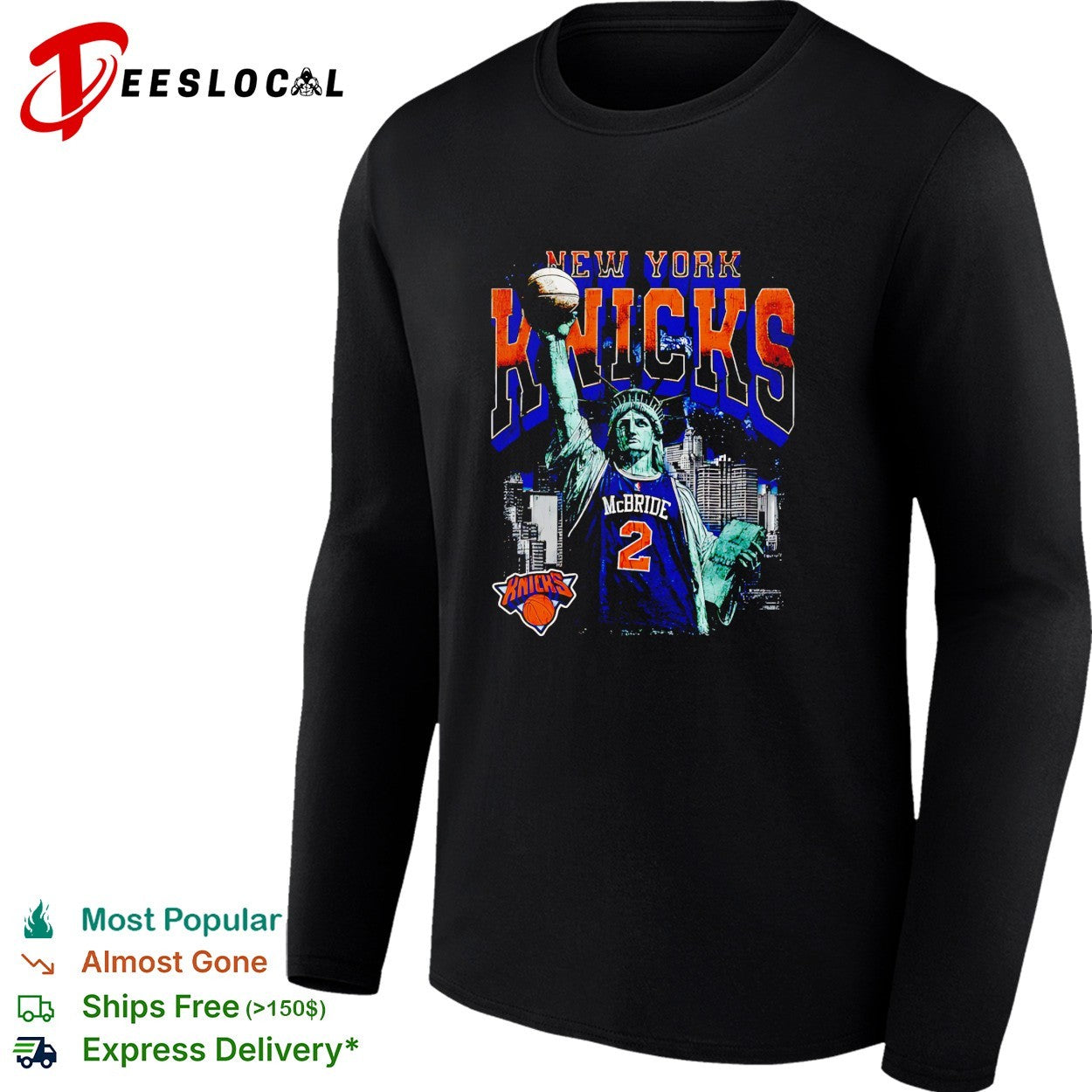 Miles McBride 2 New York Knicks Statue of Liberty skyline basketball shirt