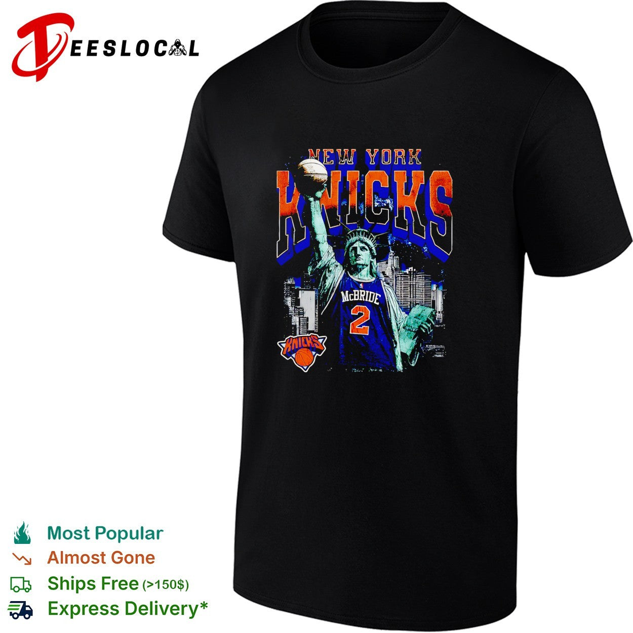 Miles McBride 2 New York Knicks Statue of Liberty skyline basketball shirt