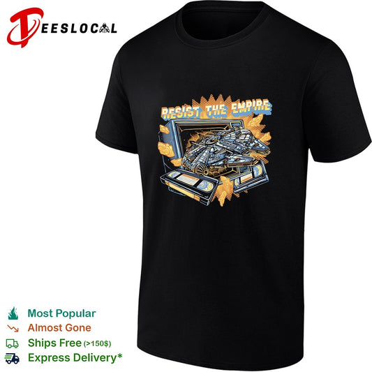 Millennium Falcon bursting through TV resist the empire shirt