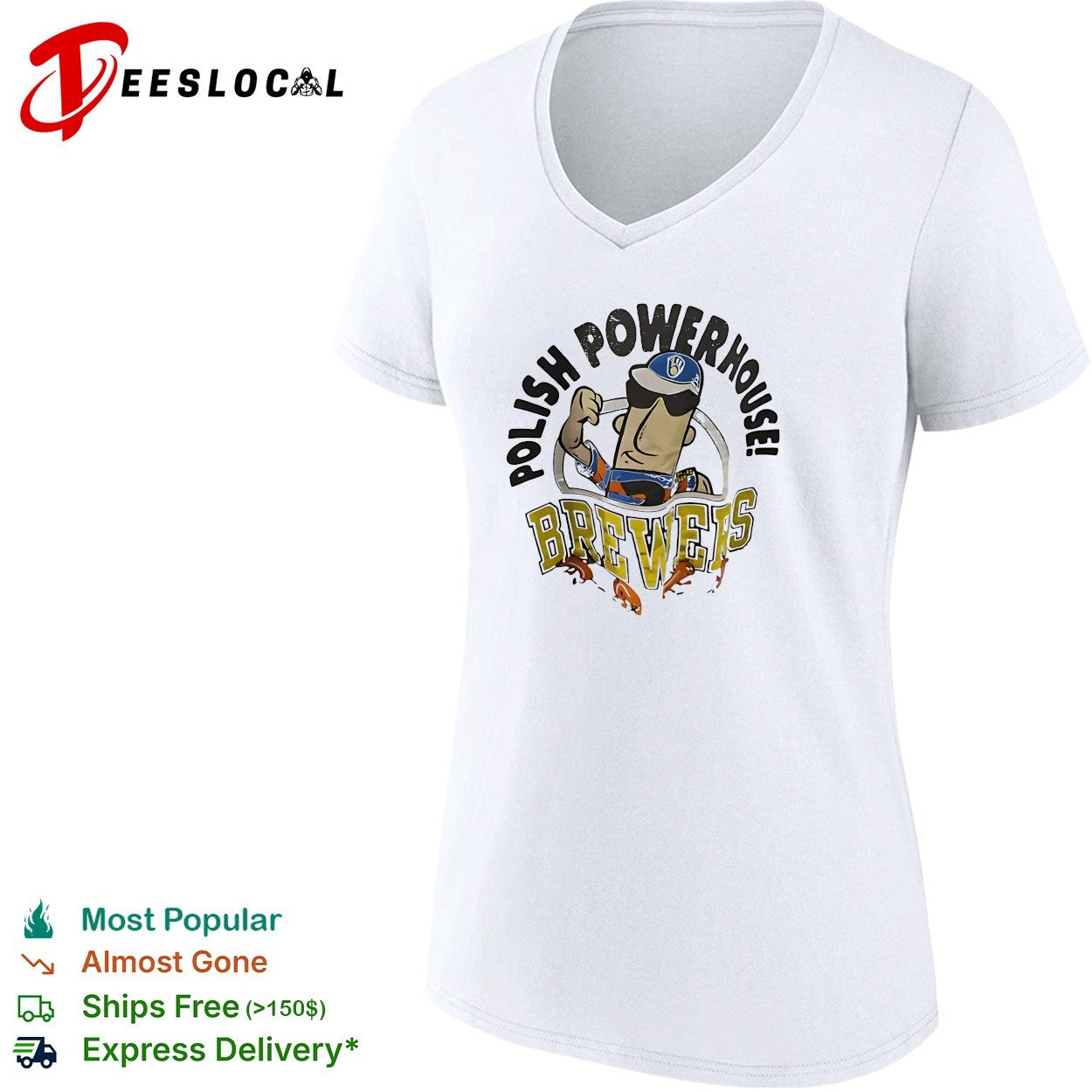 Milwaukee Brewers Polish powerhouse sausage mascot flexing shirt