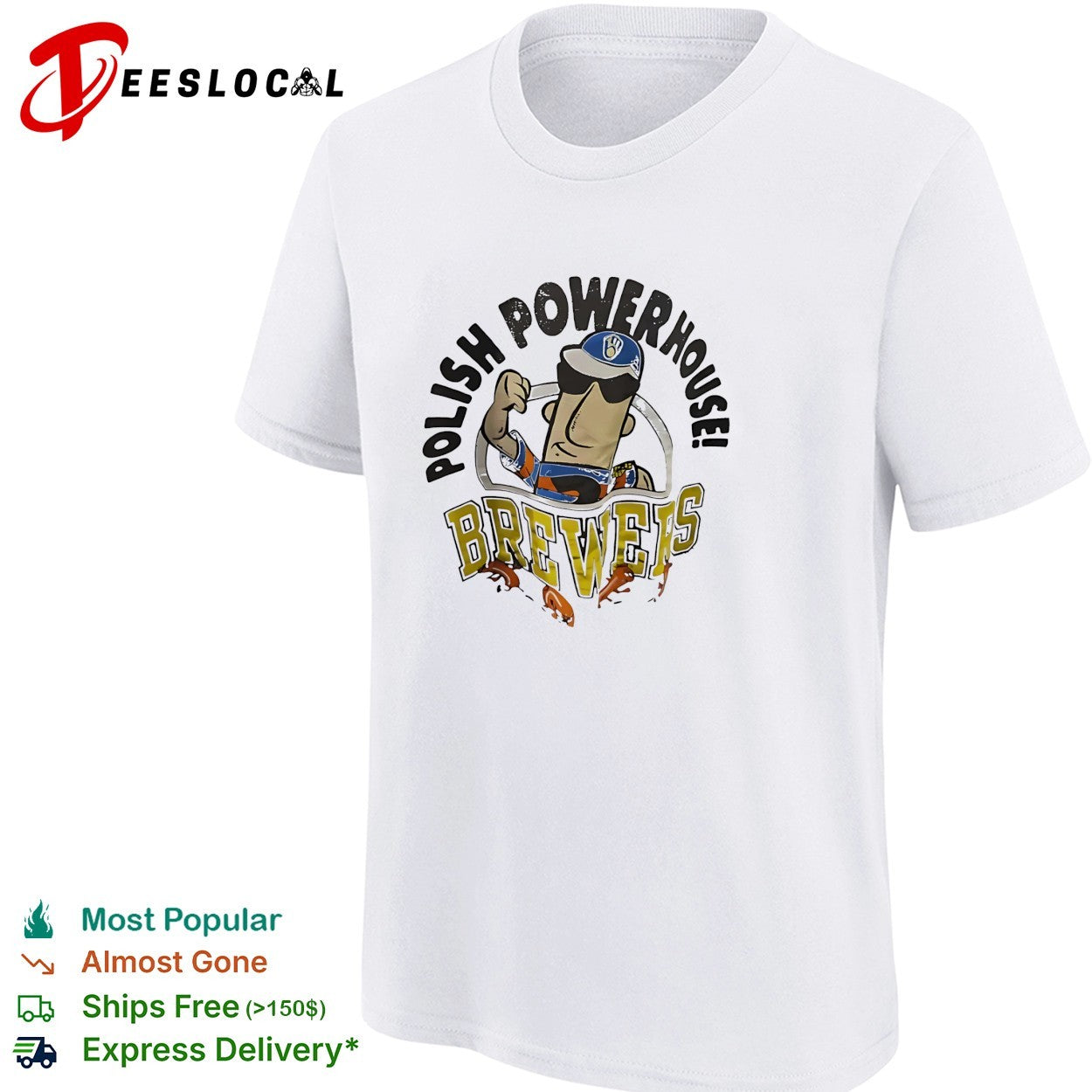 Milwaukee Brewers Polish powerhouse sausage mascot flexing shirt