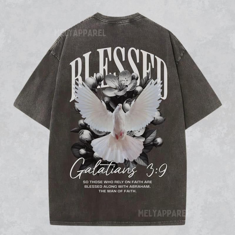 [ Mineral Wash ] Christian Shirt Blessed Tee Jesus Apparel Faith Streetwear Unisex Crewneck Religious Washed Gift For Him Or Her Bible Verse Tshirt