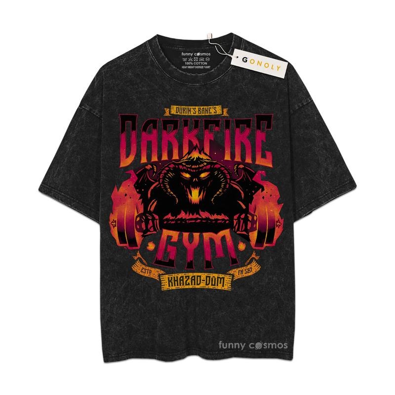 [ Mineral Wash ] Retro Funny Darkfire Gym Tee Anime Fan Lovers Streetwear & Washed Gym Style Shirt