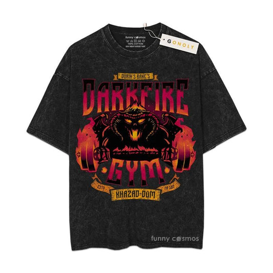 [ Mineral Wash ] Retro Funny Darkfire Gym Tee Anime Fan Lovers Streetwear & Washed Gym Style Shirt