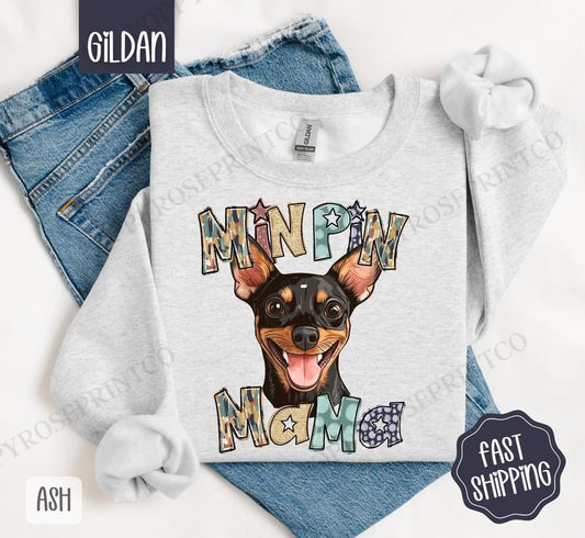 Miniature Pinscher Mama Sweatshirt, Dog Mama Women's Crewneck, Cute Mom Women's Sweatshirt - clothing by TeeHivey.com