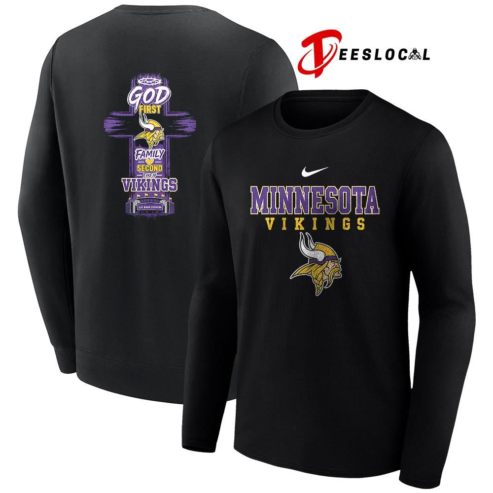 Minnesota Vikings God first family second cross shirt