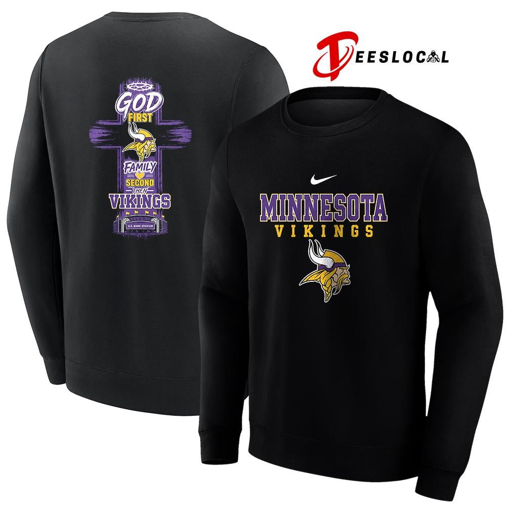 Minnesota Vikings God first family second cross shirt