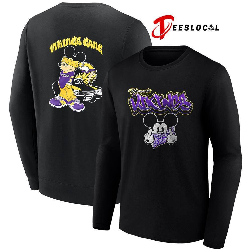 Minnesota Vikings x Gangsta Mickey Mouse middle finger shirt
