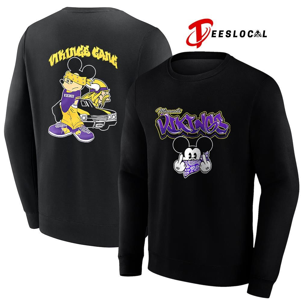 Minnesota Vikings x Gangsta Mickey Mouse middle finger shirt
