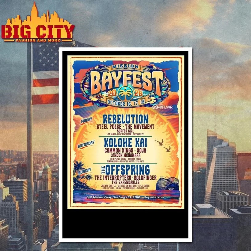 Mission Bayfest 2026 Full Lineup In San Diego California At 3119 Mariners Way Poster Shirt