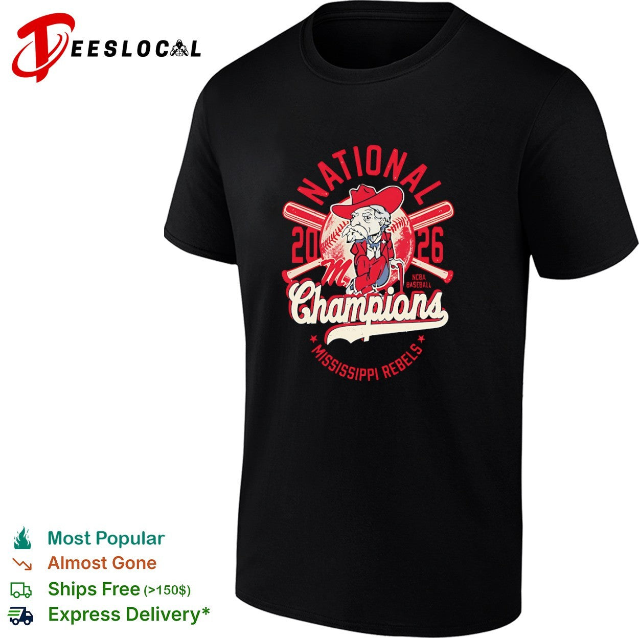 Mississippi Rebels National Champions 2026 NCBA Baseball Mascot shirt