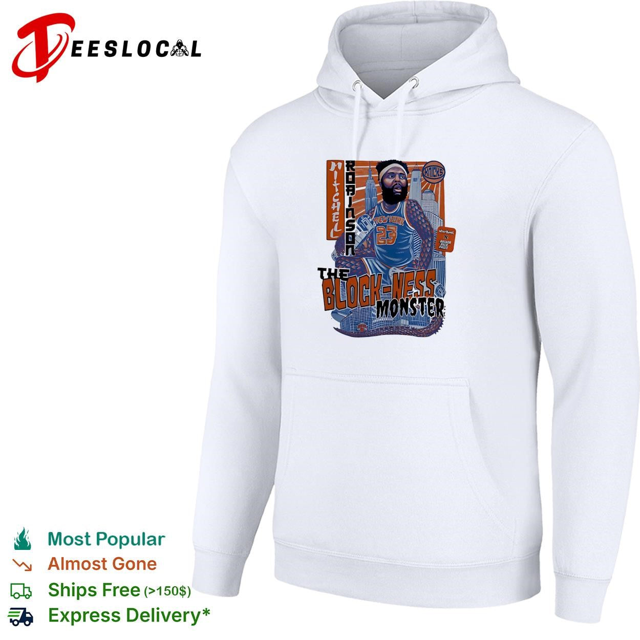 Mitchell Robinson 23 New York Knicks Block-Ness Monster illustration shirt