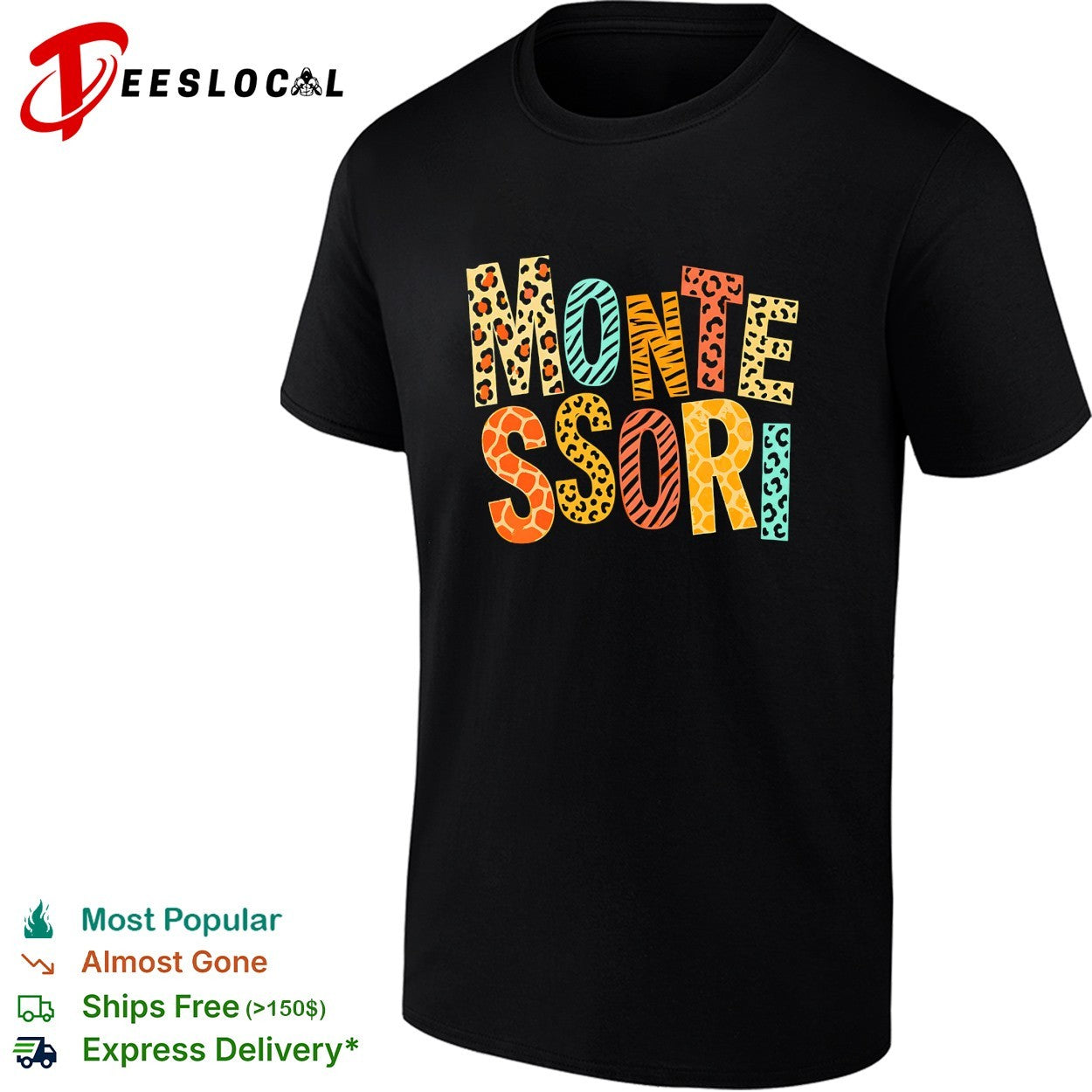 Montessori leopard print text shirt